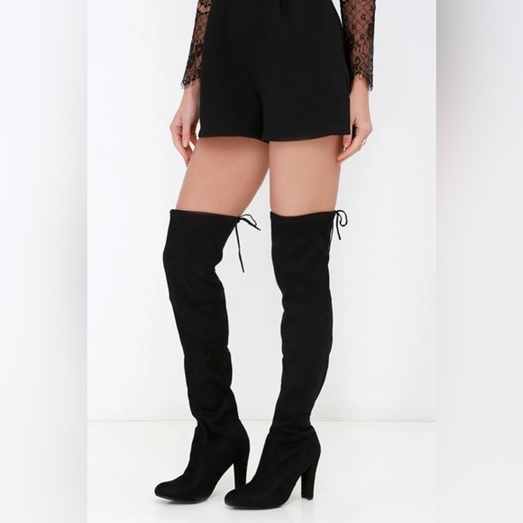 Steve Madden Gorgeous Black Suede Over the Knee Boot - Picture 2 of 14